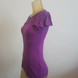 Women's Short Sleeve Rounded Neck Purple Blouse Small (Great Condition)